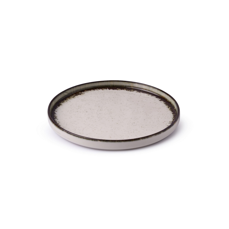 Conjunto de jantar 24 peças branco/castanho/porcelana
