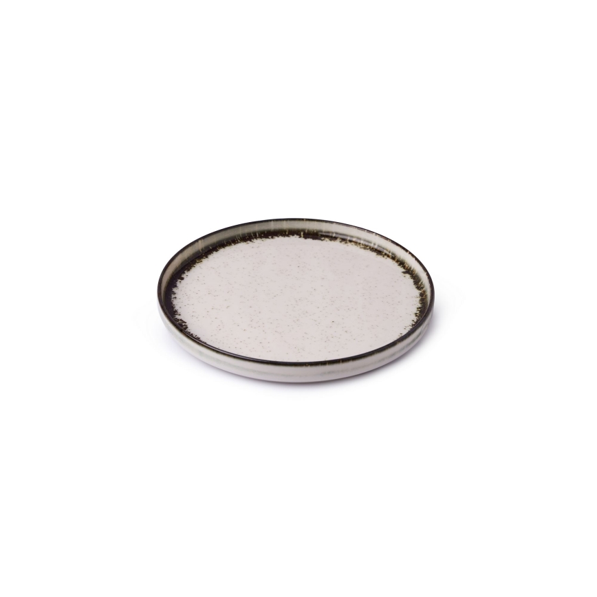 Conjunto de jantar 24 peças branco/castanho/porcelana