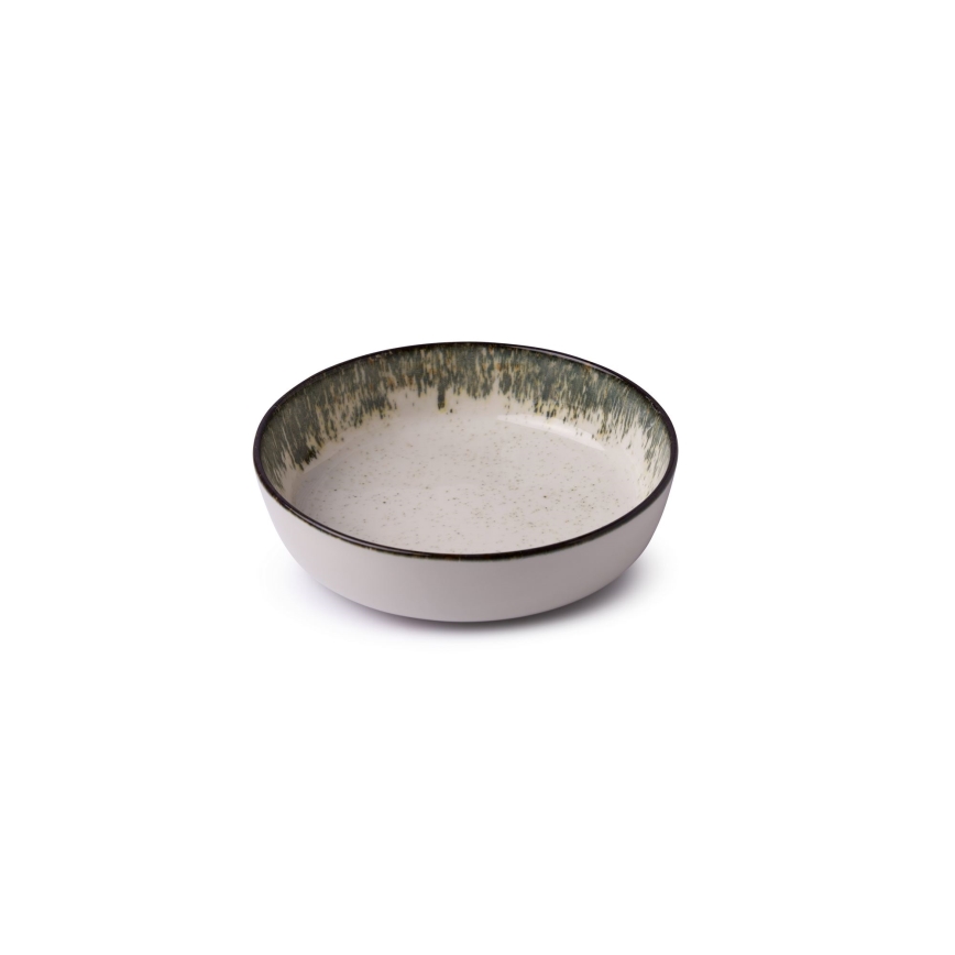 Conjunto de jantar 24 peças branco/castanho/porcelana