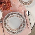 Conjunto de jantar 24 peças branco/castanho/porcelana