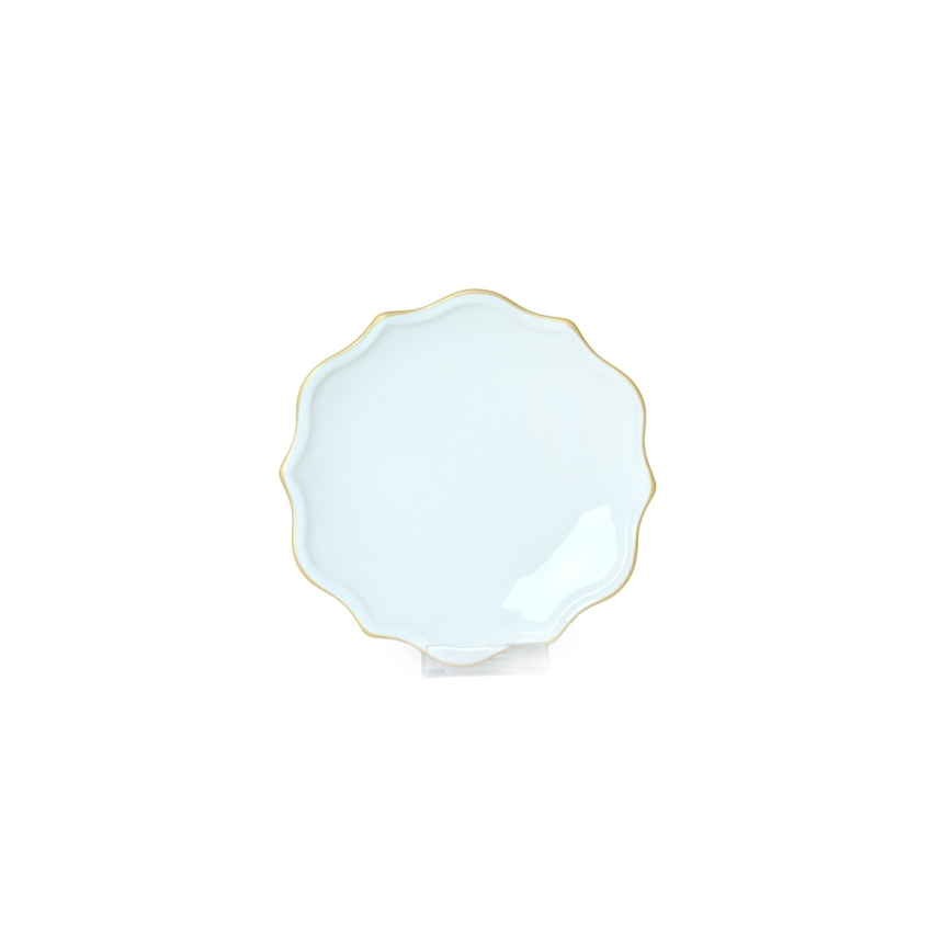 Conjunto de jantar 24 peças branco/dourado/grés