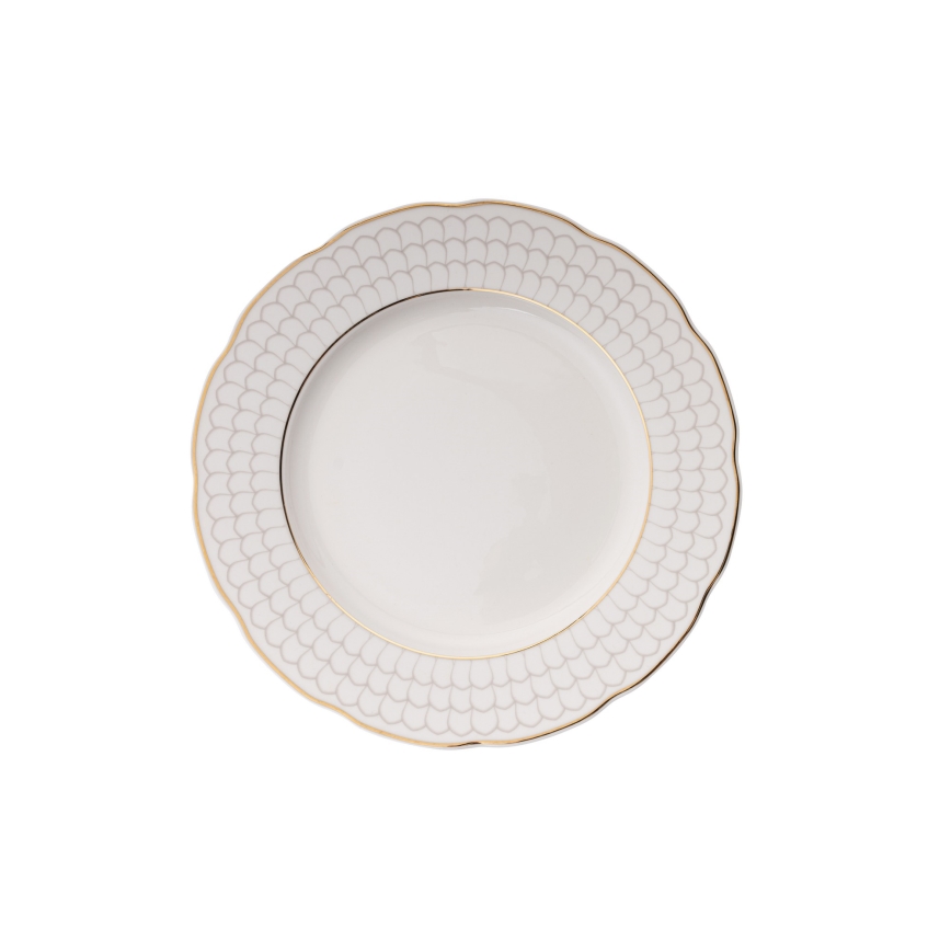 Conjunto de jantar 24 peças branco/dourado/porcelana
