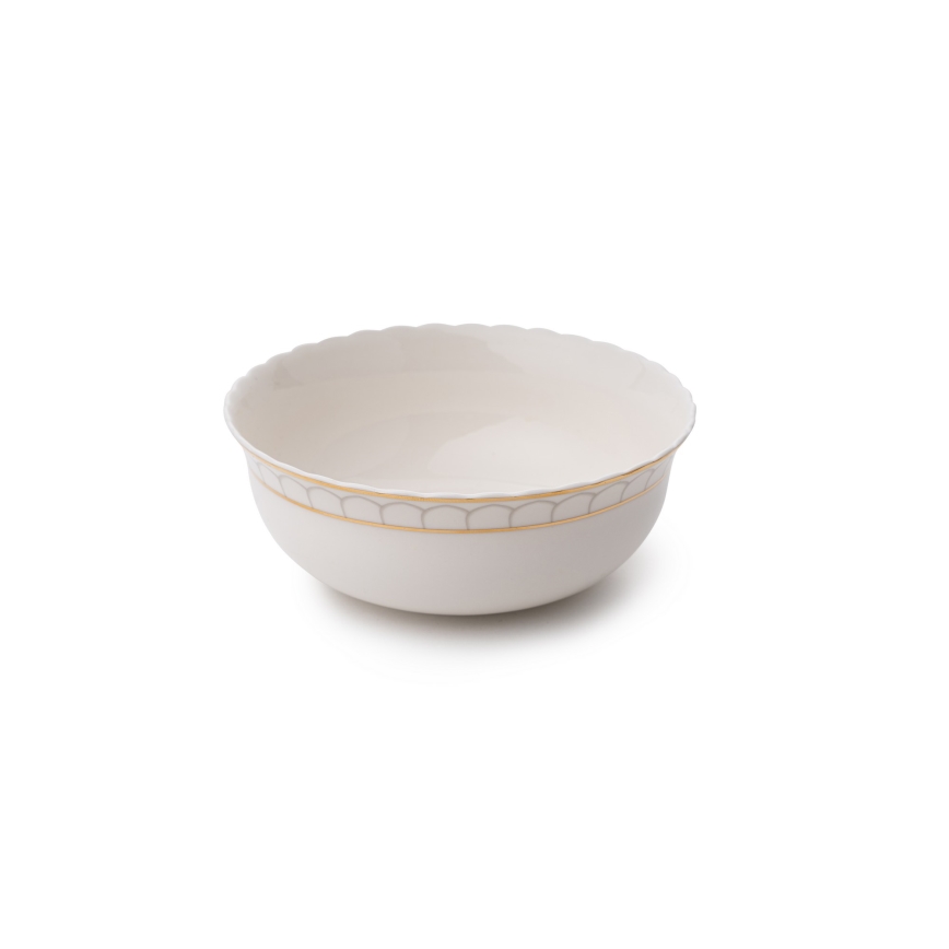 Conjunto de jantar 24 peças branco/dourado/porcelana