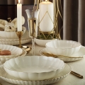 Conjunto de jantar 24 peças, branco/dourado, porcelana