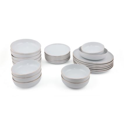 Conjunto de jantar 24 peças branco/dourado/porcelana