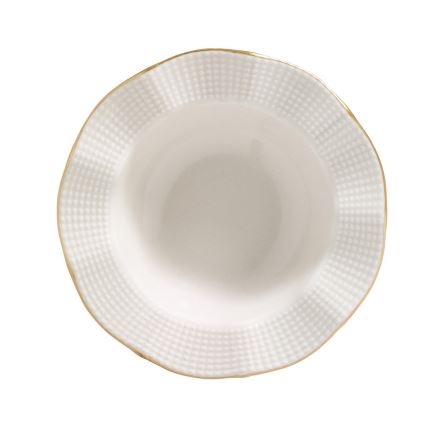 Conjunto de jantar 24 peças branco/dourado/porcelana