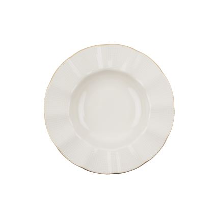 Conjunto de jantar 24 peças branco/dourado/porcelana