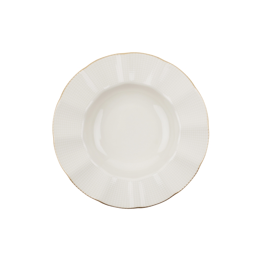 Conjunto de jantar 24 peças branco/dourado/porcelana