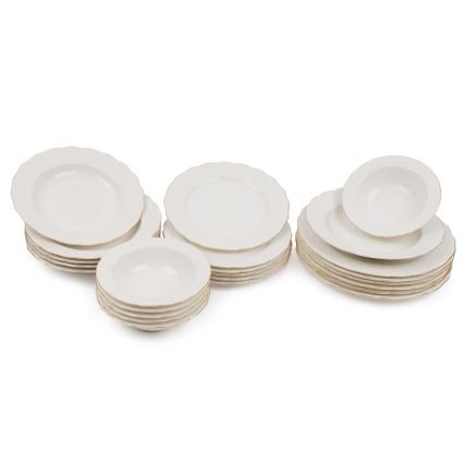 Conjunto de jantar 24 peças branco/dourado/porcelana