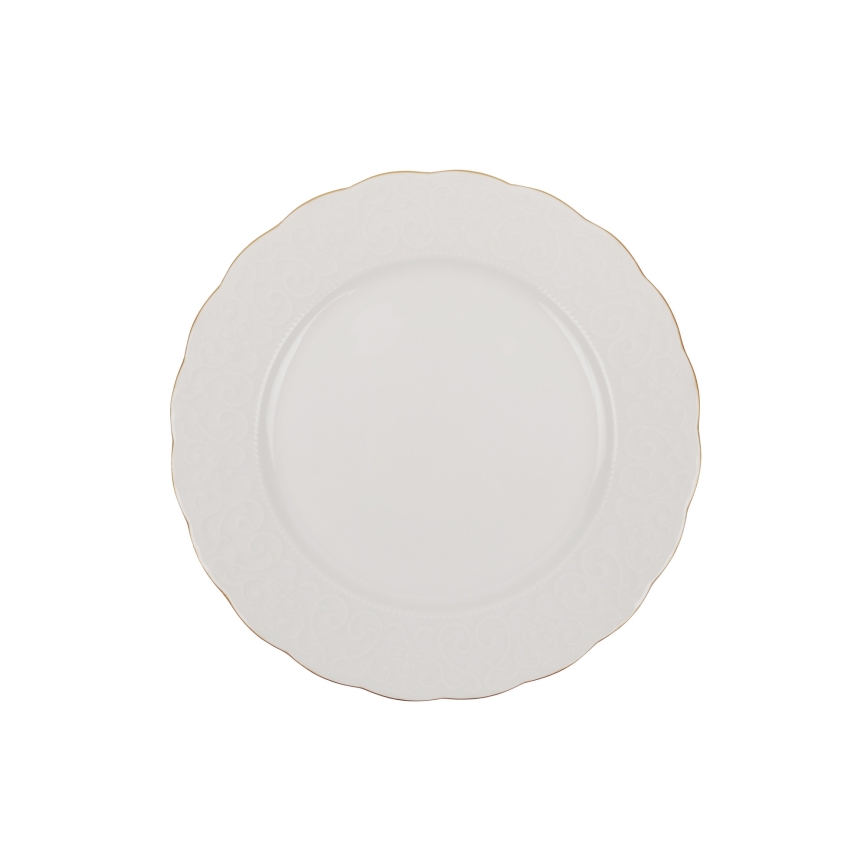 Conjunto de jantar 24 peças branco/dourado/porcelana