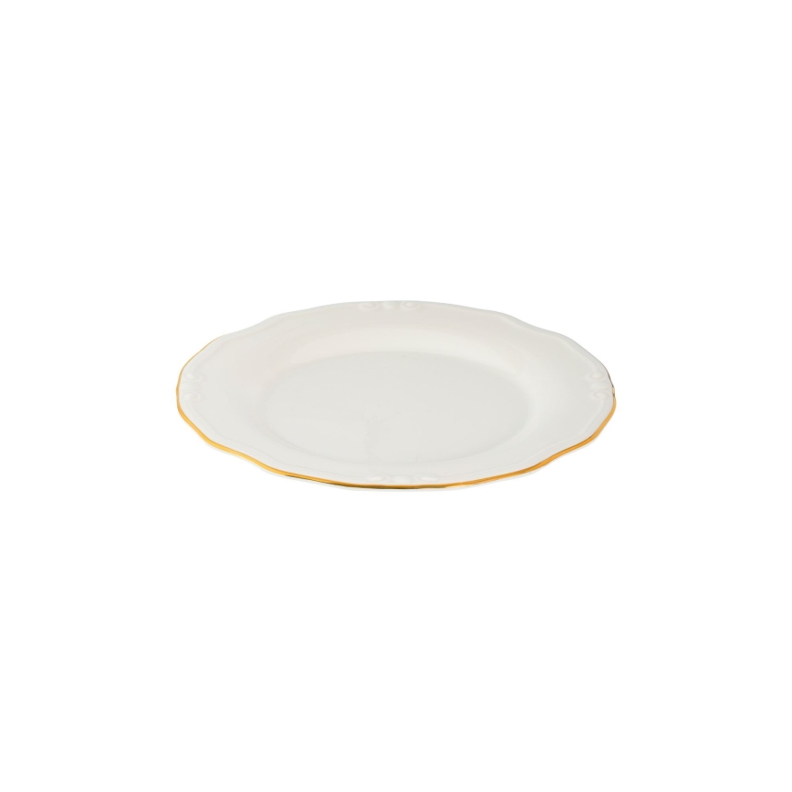 Conjunto de jantar 24 peças branco/dourado/porcelana