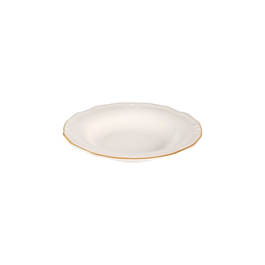 Conjunto de jantar 24 peças branco/dourado/porcelana