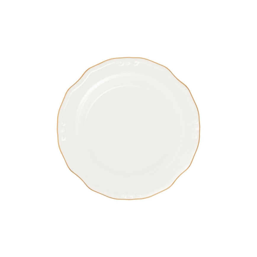 Conjunto de jantar 24 peças branco/dourado/porcelana