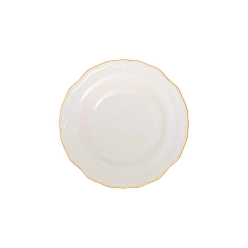 Conjunto de jantar 24 peças branco/dourado/porcelana