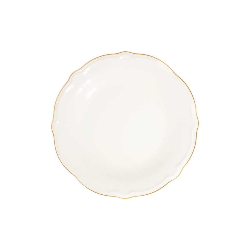 Conjunto de jantar 24 peças branco/dourado/porcelana