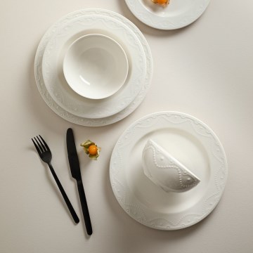 Conjunto de jantar 24 peças, branco/porcelana