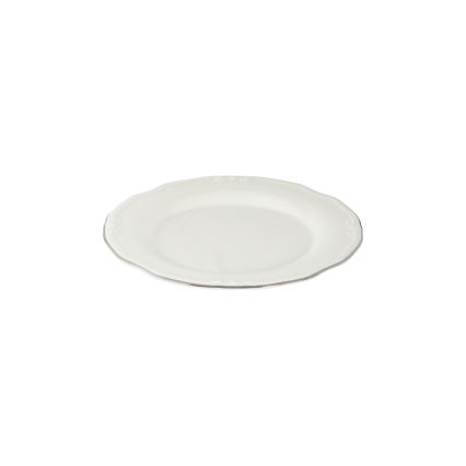 Conjunto de jantar 24 peças, branco/prateado, em porcelana