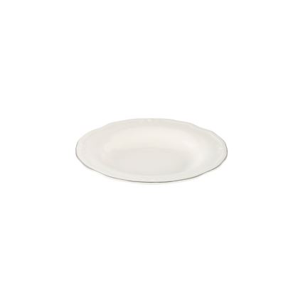 Conjunto de jantar 24 peças, branco/prateado, em porcelana