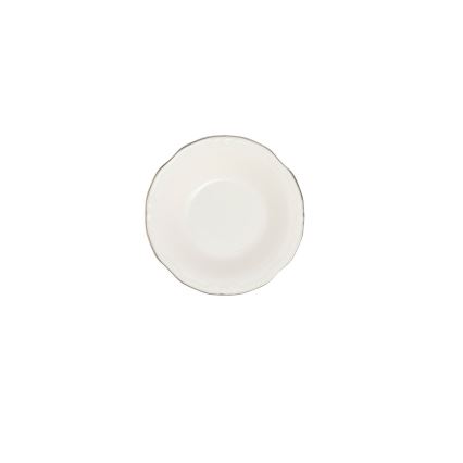 Conjunto de jantar 24 peças, branco/prateado, em porcelana
