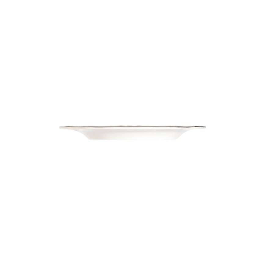 Conjunto de jantar 24 peças, branco/prateado, em porcelana