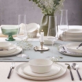 Conjunto de jantar 24 peças branco/prateado/porcelana