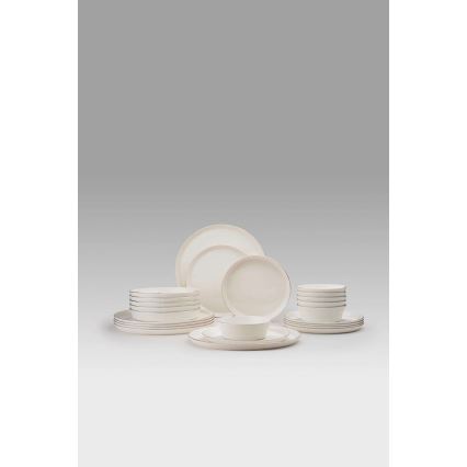 Conjunto de jantar 24 peças branco/prateado/porcelana