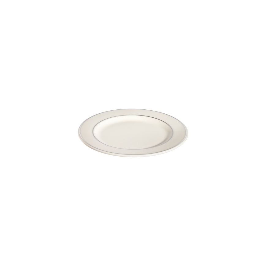 Conjunto de jantar 24 peças branco/prateado/porcelana