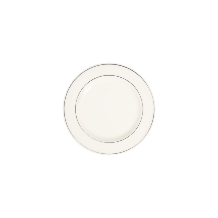Conjunto de jantar 24 peças branco/prateado/porcelana
