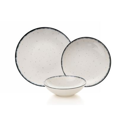 Conjunto de jantar 24 peças branco/preto/porcelana