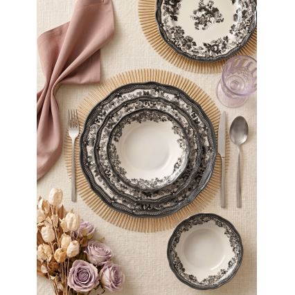Conjunto de jantar 24 peças branco/preto/porcelana