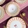 Conjunto de jantar 24 peças branco/rosa/dourado/cerâmica