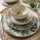 Conjunto de jantar 24 peças branco/verde/cerâmica