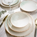 Conjunto de jantar 24 peças branco/verde/porcelana