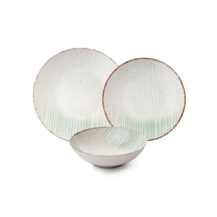 Conjunto de jantar 24 peças branco/verde/porcelana