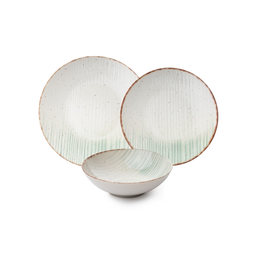Conjunto de jantar 24 peças branco/verde/porcelana