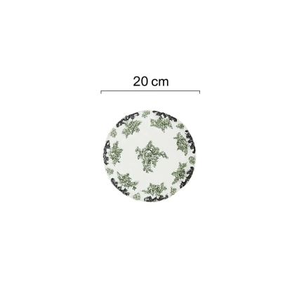 Conjunto de jantar, 24 peças, branco/verde, porcelana