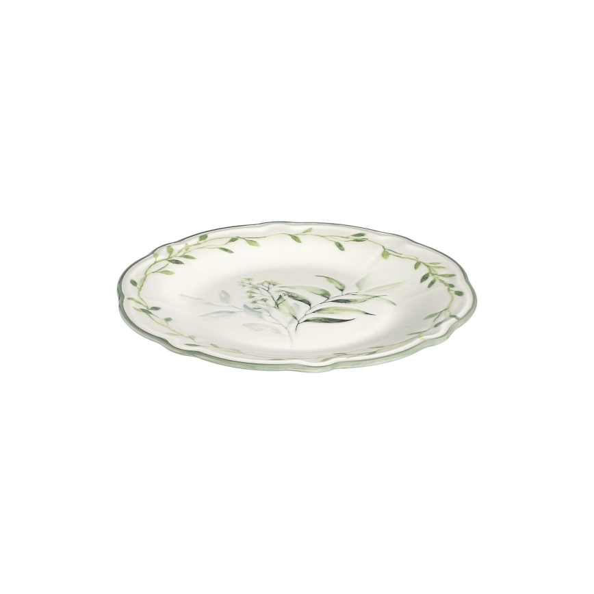 Conjunto de jantar 24 peças branco/verde/porcelana