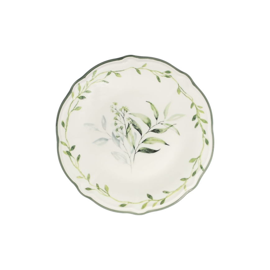 Conjunto de jantar 24 peças branco/verde/porcelana