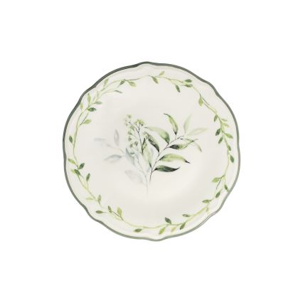 Conjunto de jantar 24 peças branco/verde/porcelana