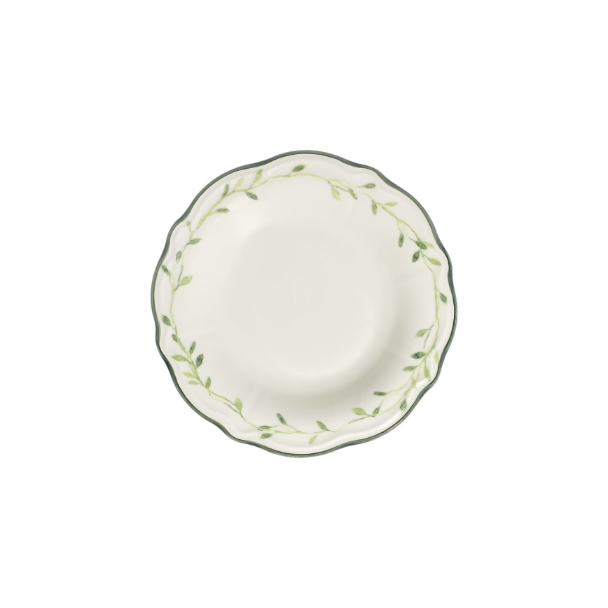 Conjunto de jantar 24 peças branco/verde/porcelana