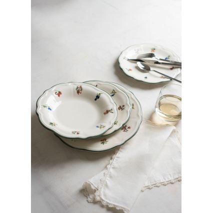 Conjunto de jantar 24 peças branco/verde porcelana