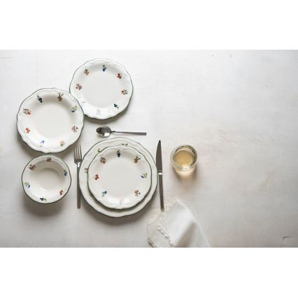 Conjunto de jantar 24 peças branco/verde porcelana