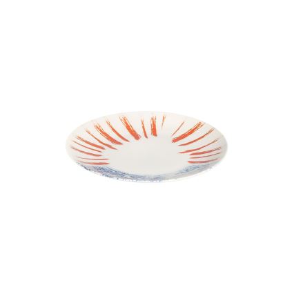 Conjunto de jantar 24 peças branco/vermelho/azul /porcelana