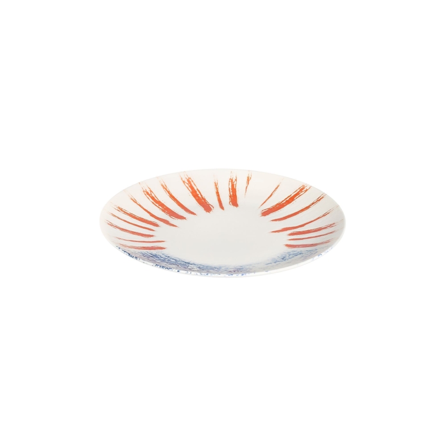 Conjunto de jantar 24 peças branco/vermelho/azul /porcelana