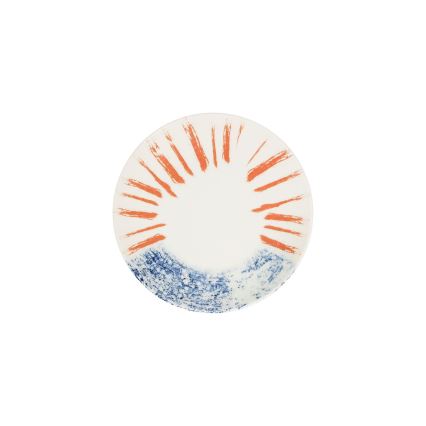 Conjunto de jantar 24 peças branco/vermelho/azul /porcelana