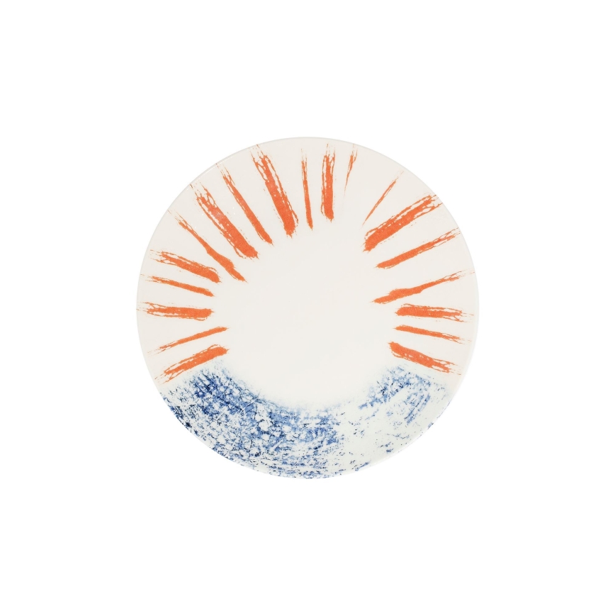Conjunto de jantar 24 peças branco/vermelho/azul /porcelana