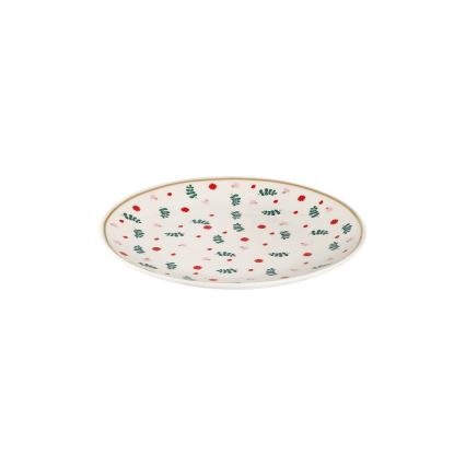 Conjunto de jantar 24 peças branco/vermelho/verde/porcelana