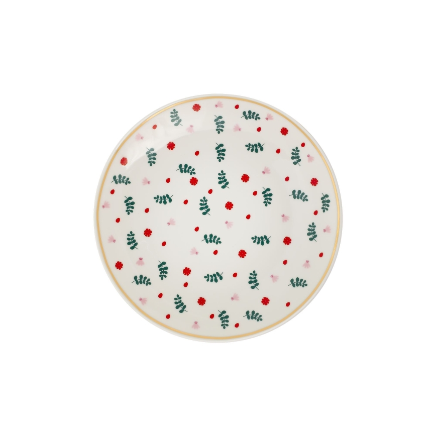 Conjunto de jantar 24 peças branco/vermelho/verde/porcelana