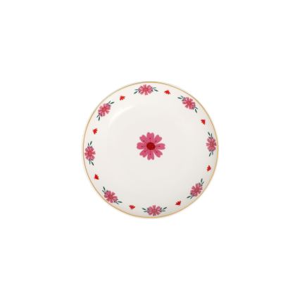Conjunto de jantar 24 peças branco/vermelho/verde/porcelana