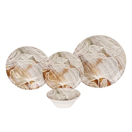 Conjunto de jantar, 24 peças, castanho/cerâmica